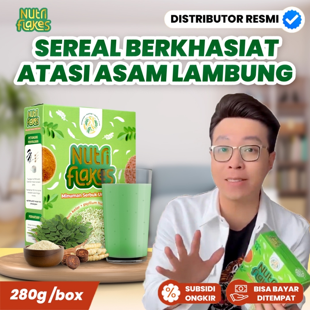 

NUTRIFLAKES SOLUSI MAAG & ASAM LAMBUNG WITH PSYLLIUM HUSK & DAUN KELOR 280 GRAM