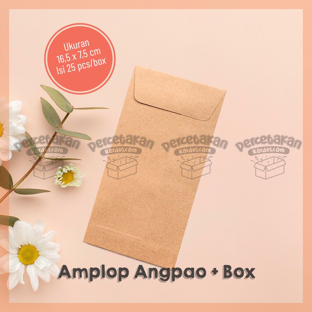 

Amplop Angpao + Box murah polos cokelat uk 16.5x7.5 cm ( masuk uang kertas ) perpak isi 25 pcs