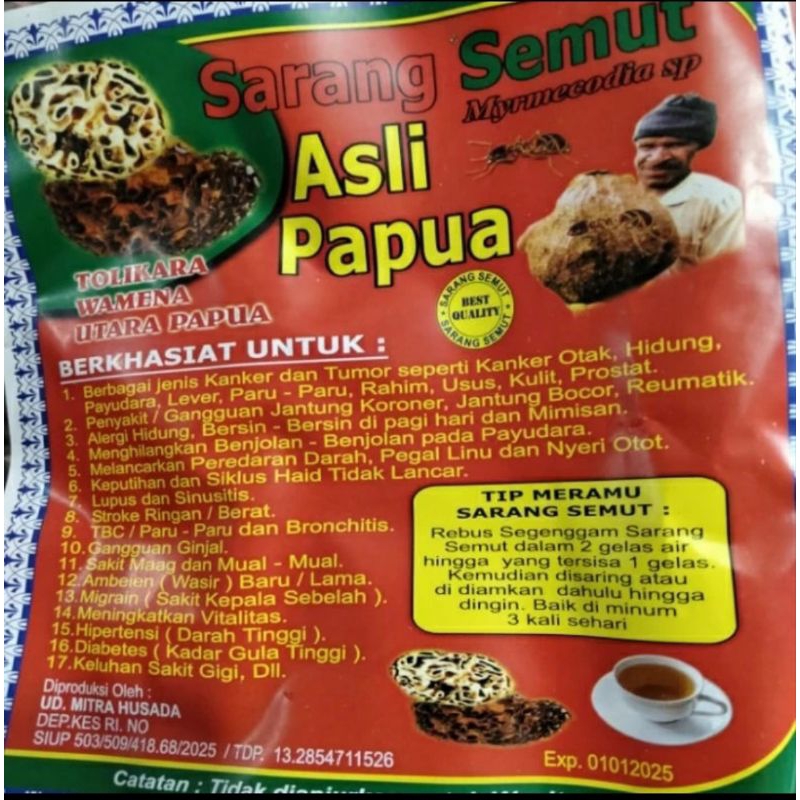 

Sarang Semut Asli Papua 1 bungkus 100gr