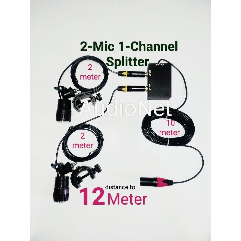 Mic Jepit Rabana Tam 2 mic 1 Channel Splitter Hadroh banjari