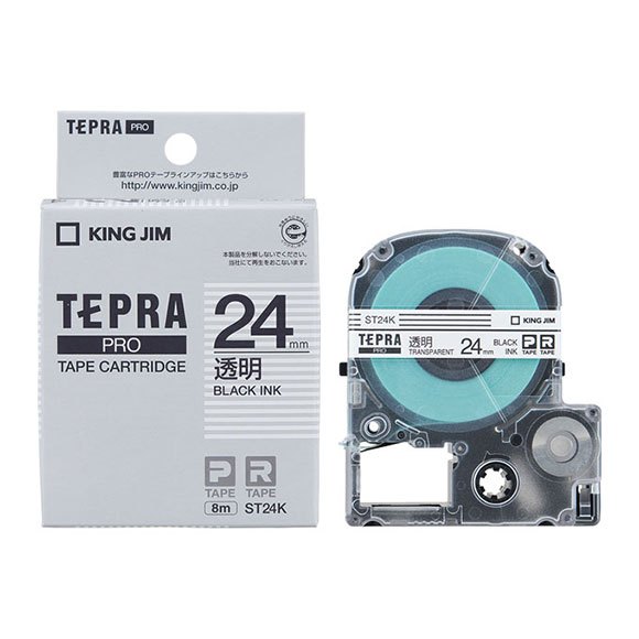 

KING JIM Tepra PRO Cartridge 24mm x 8m Transparant Label/Black Text ST24K