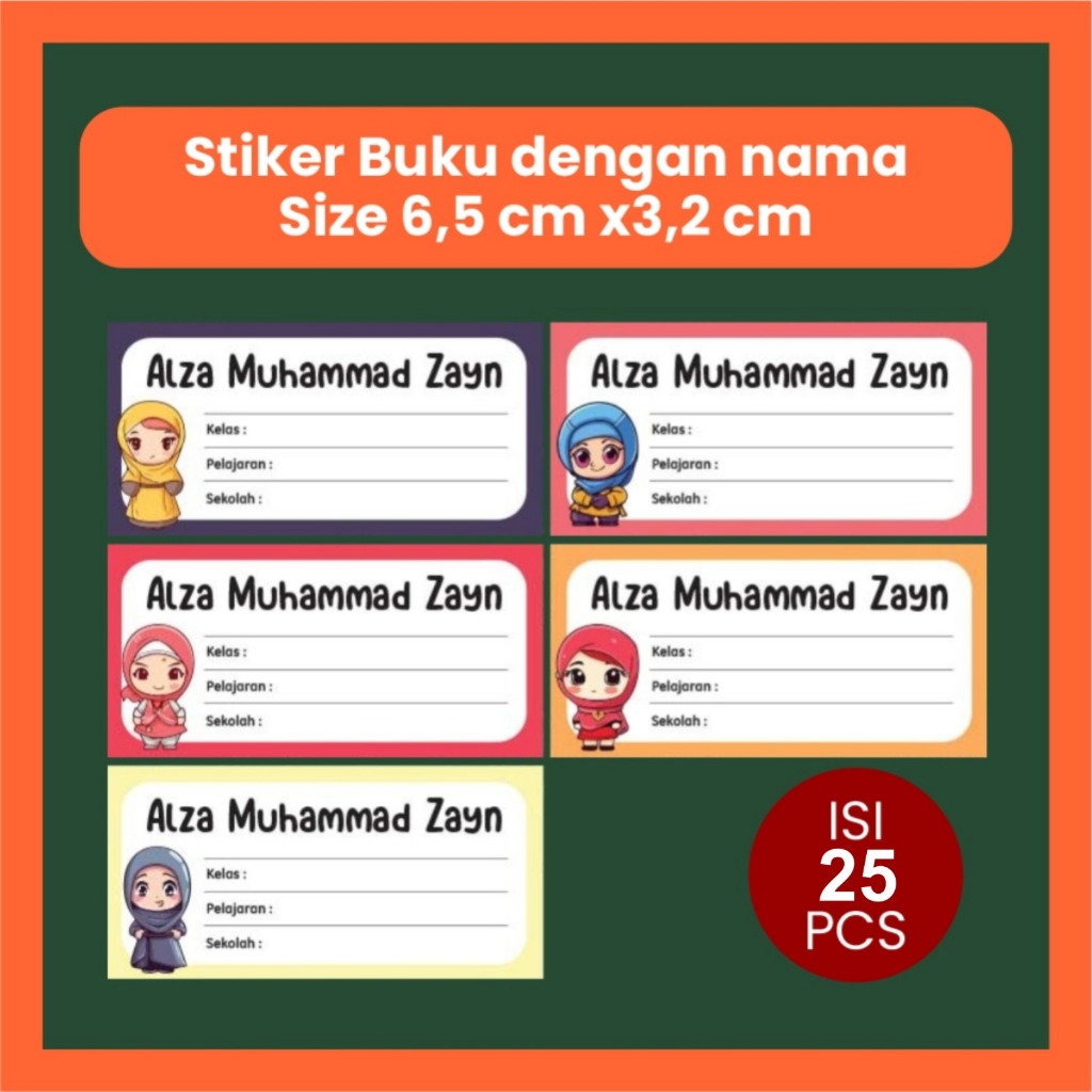 

Stiker Mapel Buku Sekolah Custom Teks 25 pcs Murah berkualitas