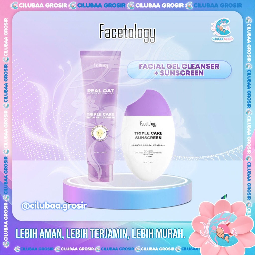 FACETOLOGY Skincare | Triple Care Sunscreen Hybrid Techology SPF 40 PA++ | Facial Gel Cleanser Suncs