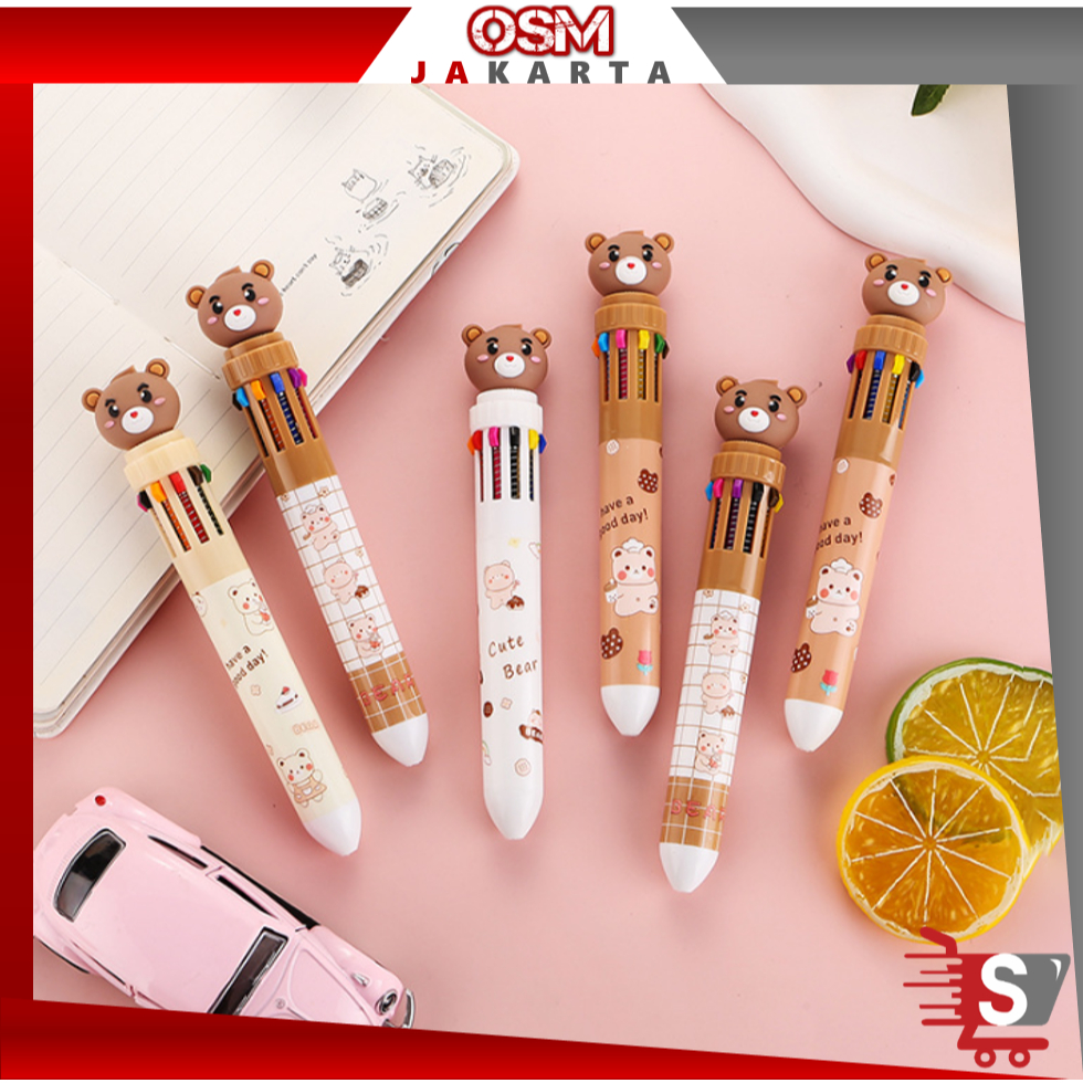 

OSM JKT S6271 Bolpoin Karakter Beruang Lucu / Pulpen Mekanik 10 Warna Motif Teddy Bear / Bulpen Karakter Teddy Lucu 10 Warna Tinta
