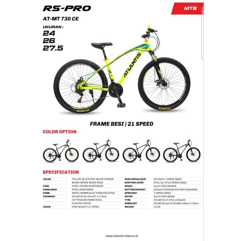 Sepeda Gunung MTB Atlantis AT 690 730 ban 24 26 inchi