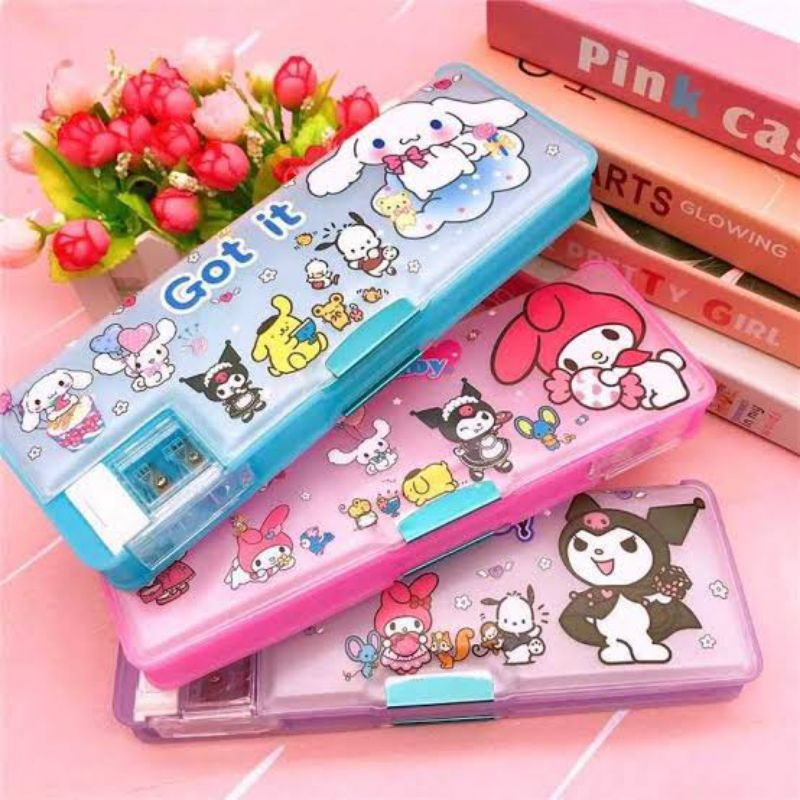 

Tempat Pensil Magnet Karakter 2 Sisi / Kotak Pensil Magnet Karakter Dengan Rautan Mini / Pensil Case Sanrio Kuromi Hologram Lucu