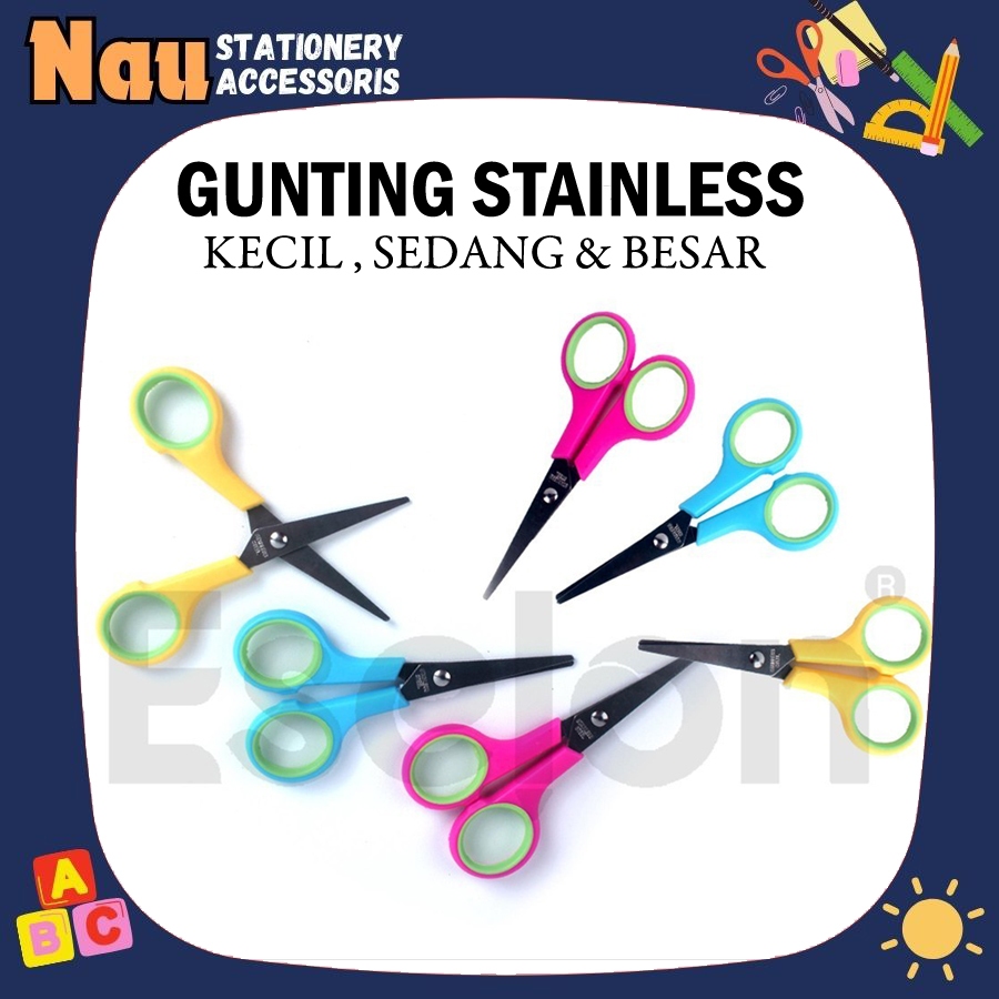 

Gunting Stainless Ecer 1 Pcs Ready 3 Ukuran / 1pcs Gunting Warna HOSANNA / 1buah Gunting Stainless Hosanna