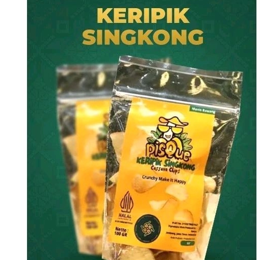 

pisque keripik singkong dan pisang cassava chips crunchy make it happy snack singkong manis camilan ringan renyah produk halal UMKM asli Indonesia tresnan approved