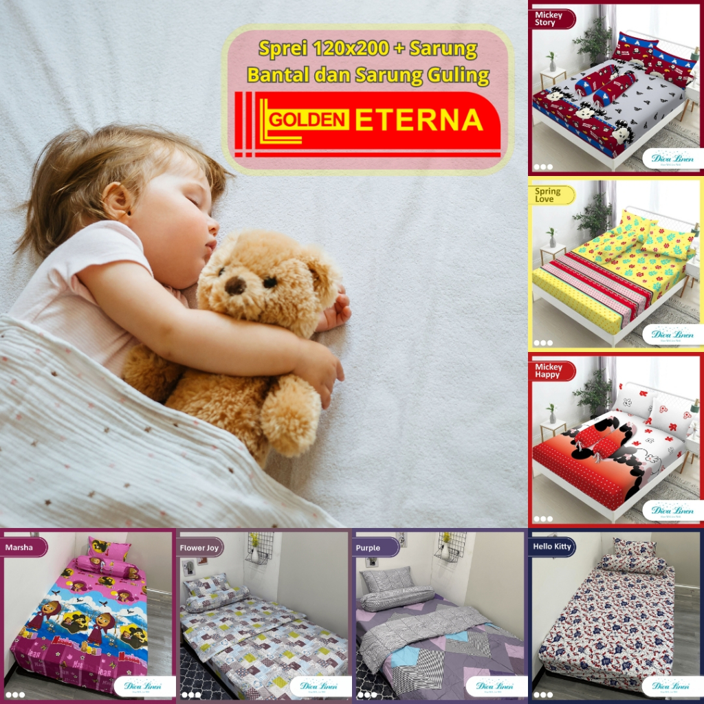 Sprei Set Tinggi 30 Golden Eterna Katun - Single 120x200
