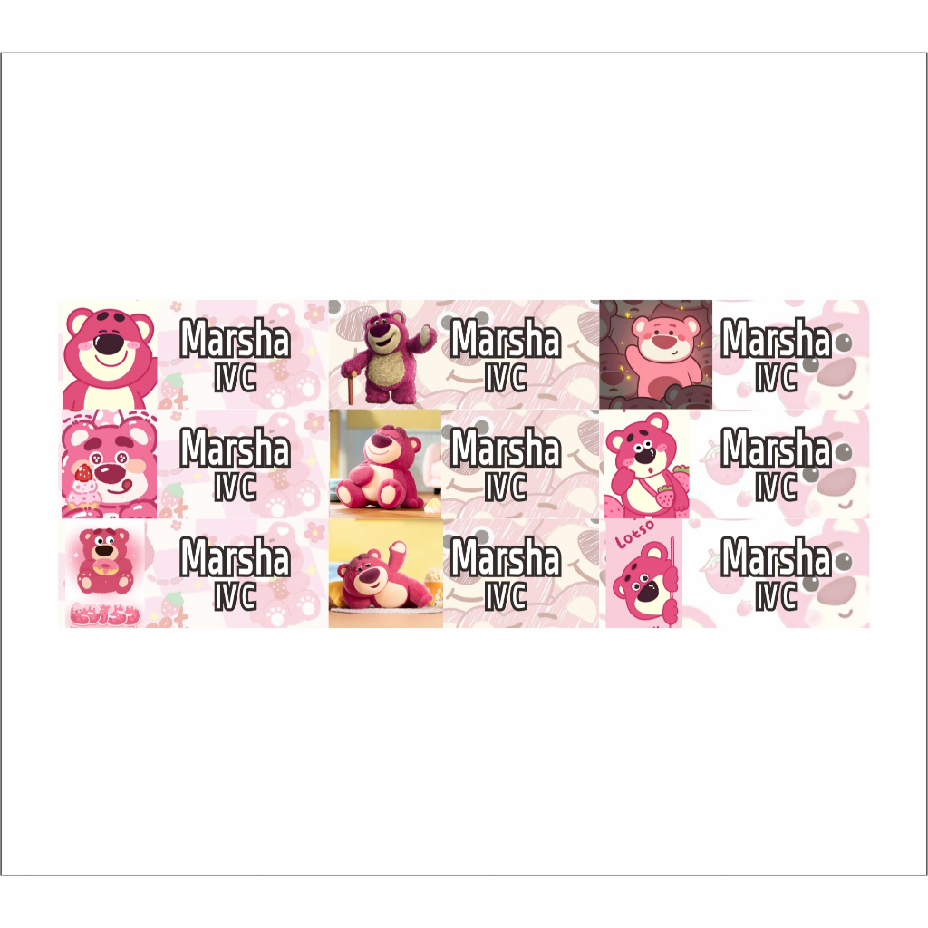 

stiker label nama water proof tahan air vinyl size 4,5x1,7 cm pink lotso