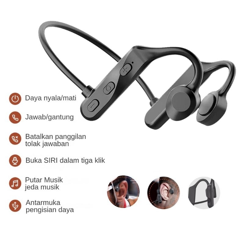 BONE CONDUCTION WIRELESS BLUETOOTH HEADPHONE SPORTS EARPHONE OPEN EAR EARPHONE