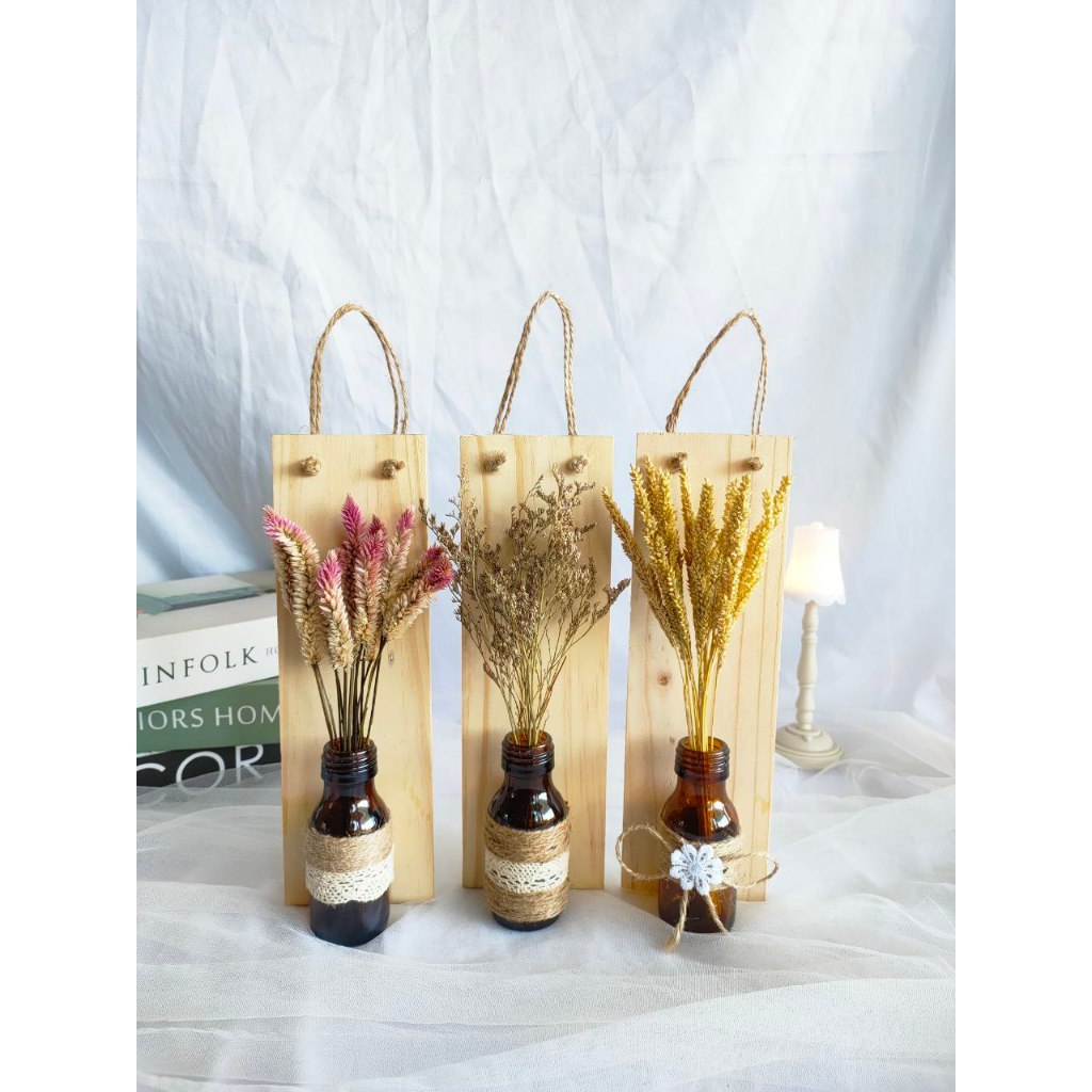 FG-Hiasan dinding bottle pajangan dinding/potongan kayu/bunga kering/dekorasi dinding ruang sovenir