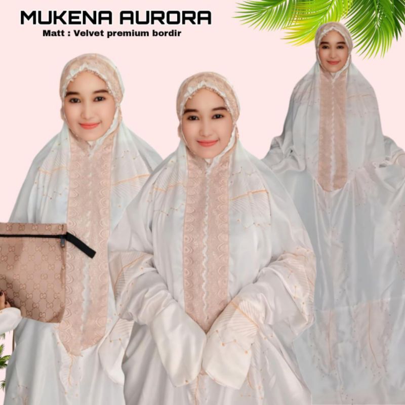 Mukena terusan Aurora sutra Velvet mewah