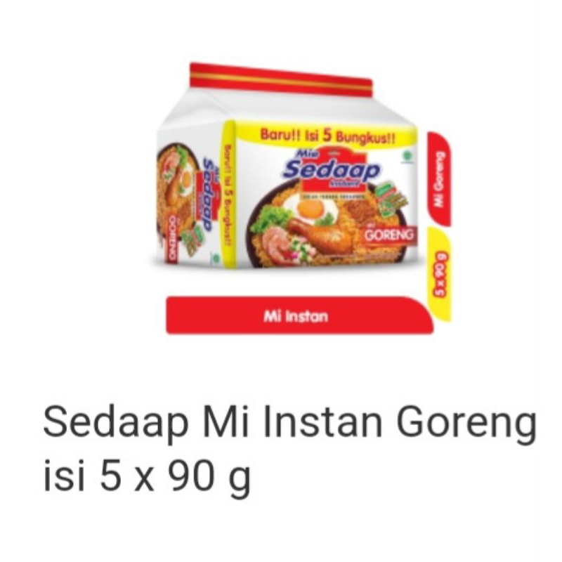 

sedaap mi instan goreng isi 5 x 90 g