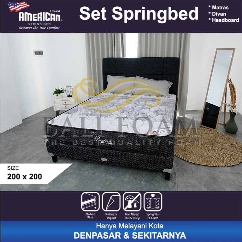 Set Kasur Matras American Pillo Spring bed Type Montana 200