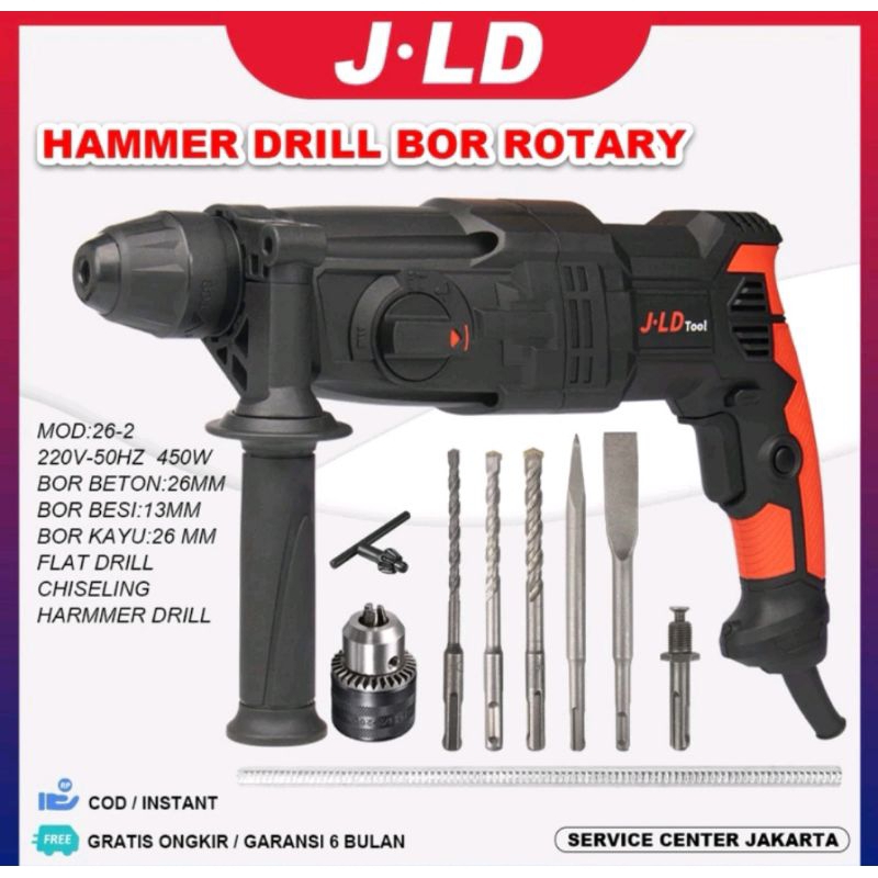 JLD HAMMER DRILL BOR Rottary mesin bor palu tembok Rottary  Hammer Drill mesin bor beton Impact dril