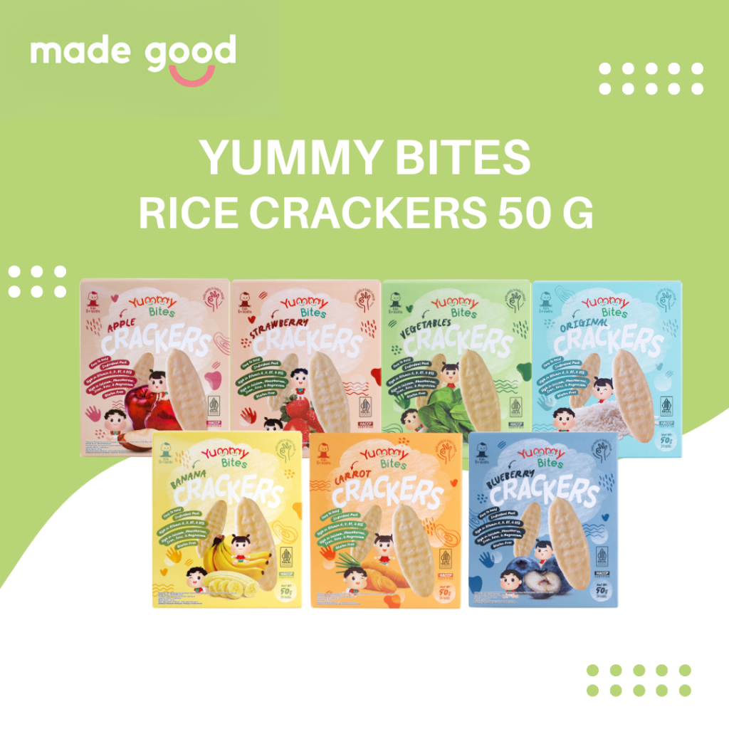 Yummy Bites 50gr Baby Rice Crackers -Snack Biskuit Bayi Sehat 6+ bulan Strawberry