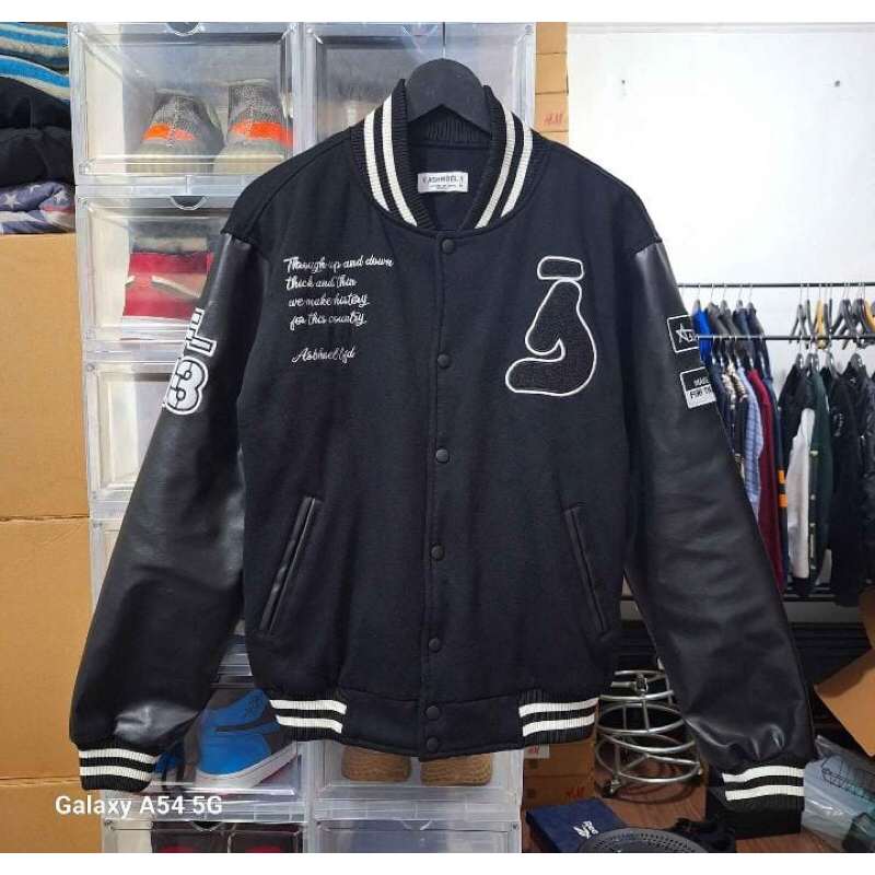 Jaket motor varsity asbhoel icon black hitam