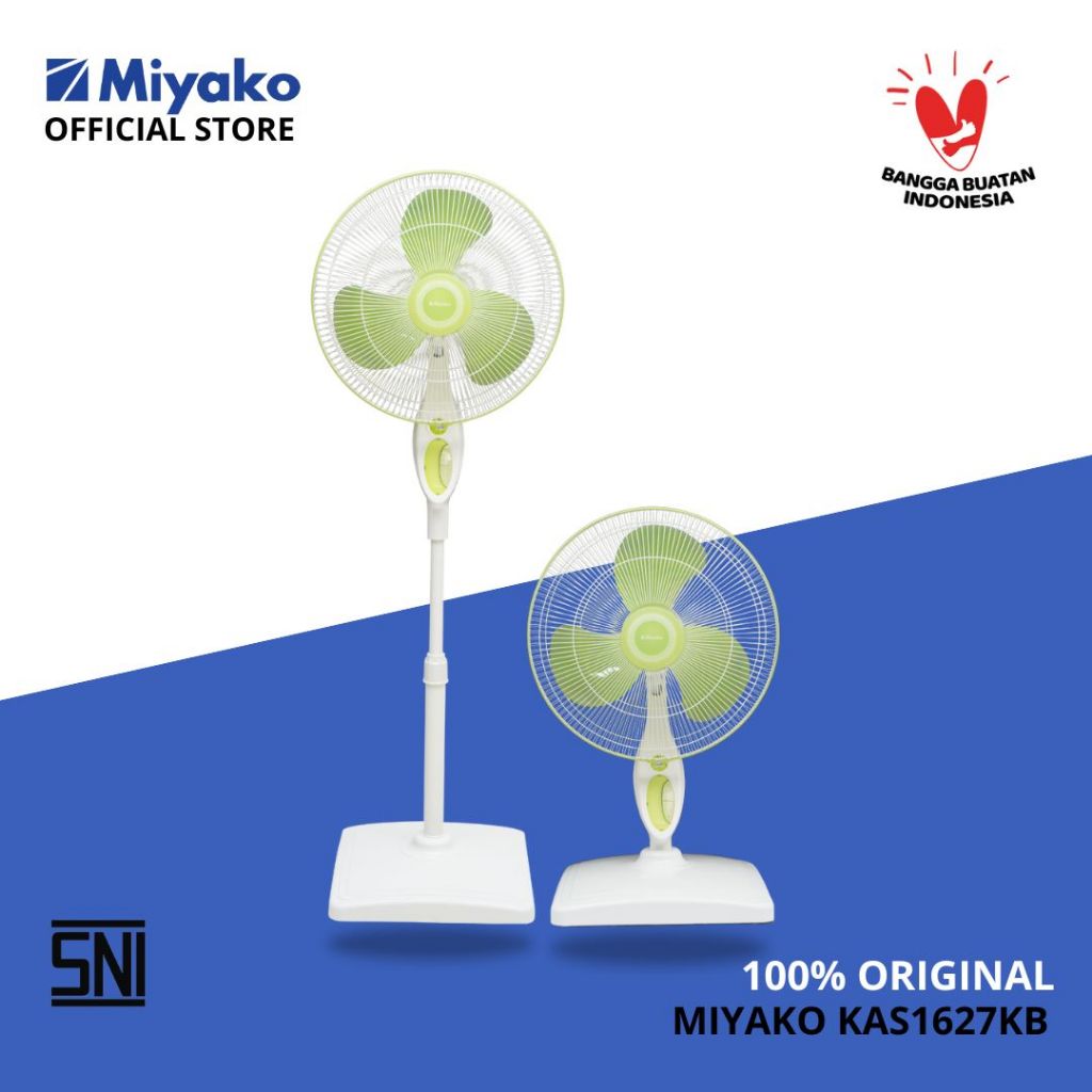 Kipas Angin Miyako KAS1627KBGB Kipas Meja & Berdiri - Stand Fan 16 inch 2in1 Kaki Kotak jaring besi