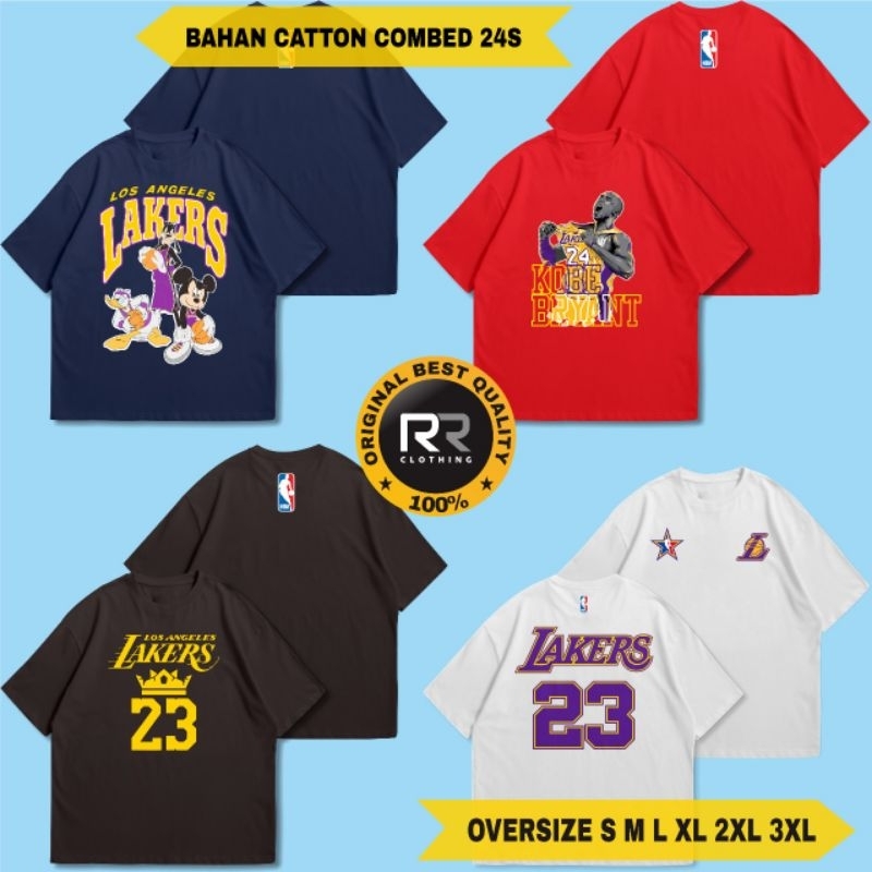 Kaos distro basket chicago jordan lakers combed 24s jumbo baju oversize atasan bigsize pakaian big s