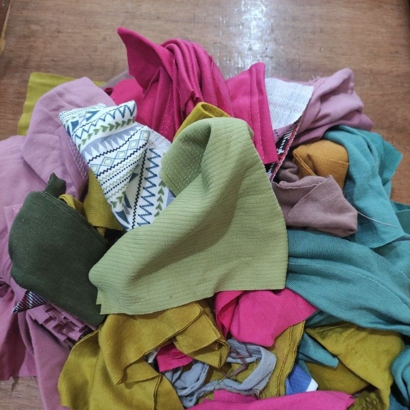 kain majun / kain pecak / kain lap / kain sisa potongan bahan tebal / harga per1kg