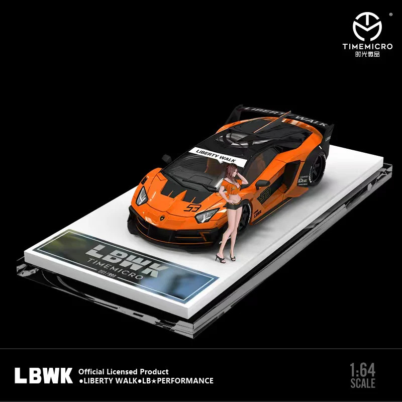 TM643818-1 - TimeMicro 1:64 LBWK Lamborghini LP700 GTEVO Wide Body Orange with Figure