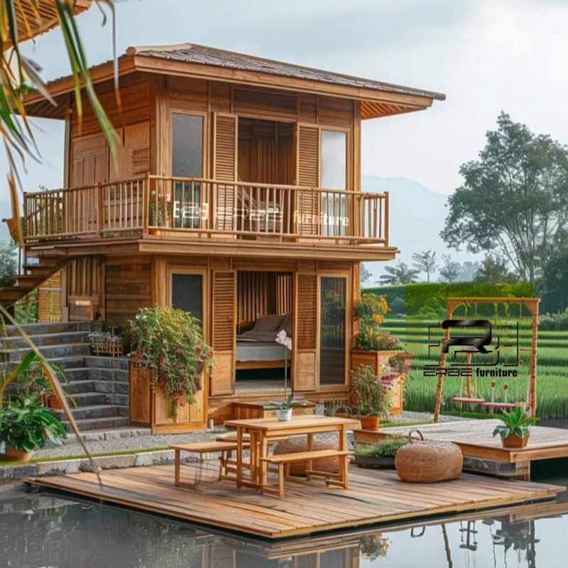 rumah kayu jati minimalis modern gazebo pendopo joglo mewah