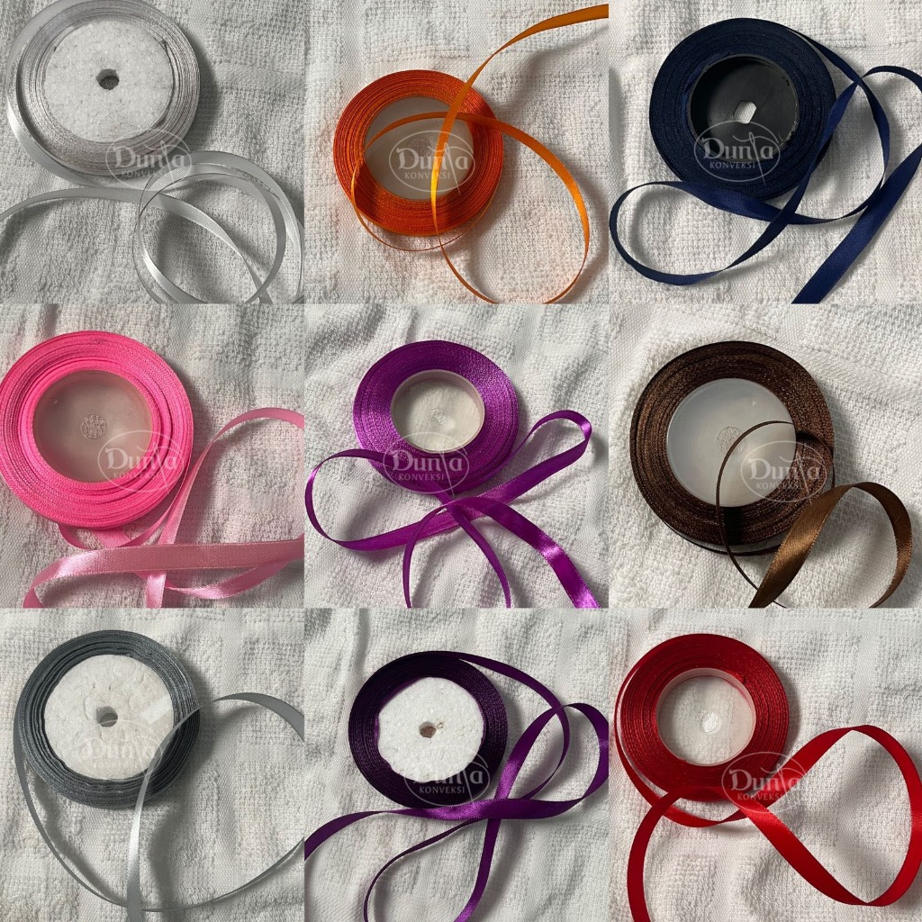 

PITA SATIN 1 CM 3/8 INCH PER ROLL 20 YARD BERBAGAI WARNA