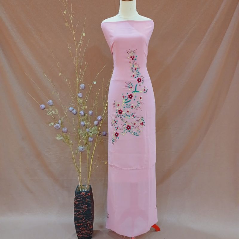bahan setelan baju kurung jahit sulam timbul