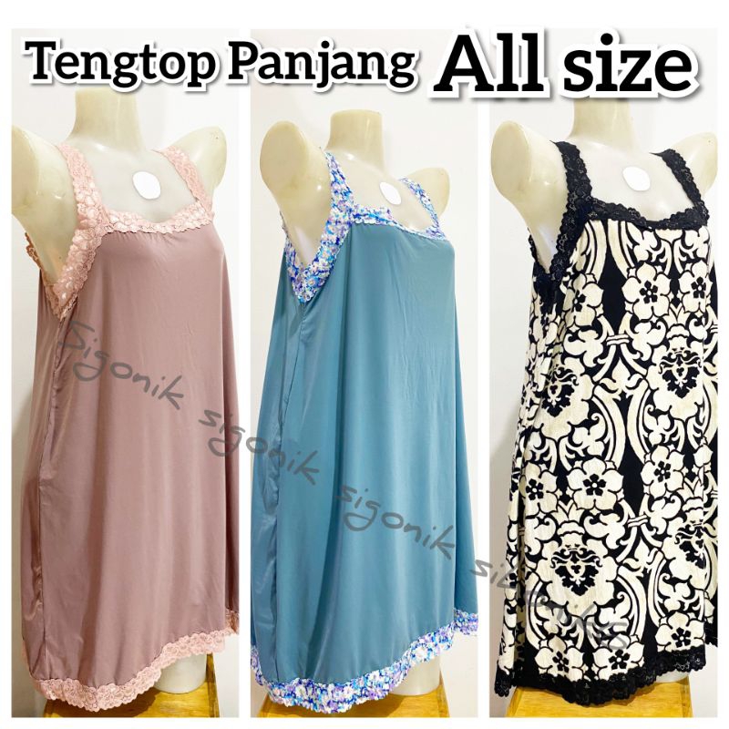Tengtop Panjang Lingerie Wanita Dewasa Cewek LD 100 - 50 cm Kode TT PANJANG Jumbo Bize  Size Mini Dr