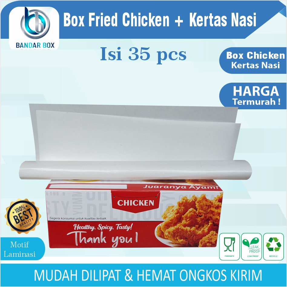 SHp2 Box Fried Chicken + Kertas ivory Nasi Kotak Ayam Lunc Box Paper Box KFC Dus nasi