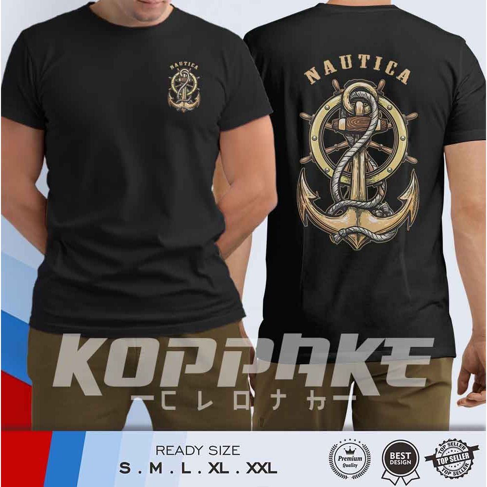 Kaos NAUTICA Jangkar dan Kemudi Kapal Baju Distro