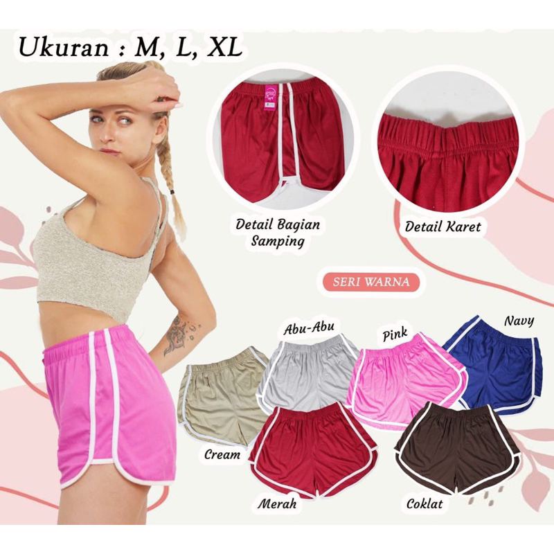 SLN - CELANA SANTAI WANITA HOT PANTS KATUN DOUBLE KNIT CELANA PENDEK PEREMPUAN MODEL KOREA TANPA TAL