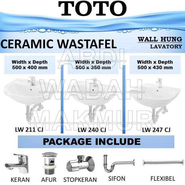 Wastafel Ceramic TOTO Complete SET ( Wall Hung )