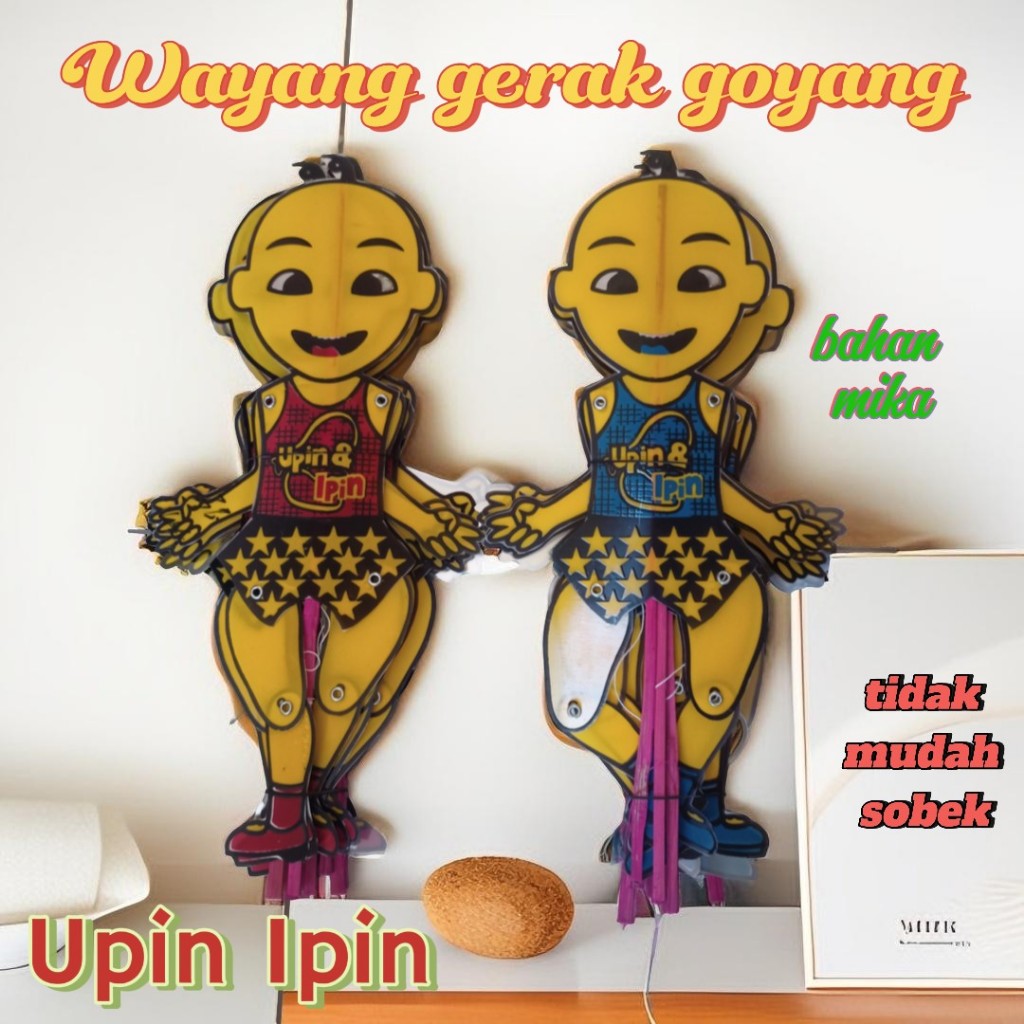 Mainan Anak Gerak Goyang Wayang Upin Ipin Spongebob 10 Pcs