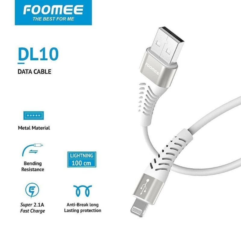 Foomee DL10 kabel data type lightning/iphone 2.1A 1m