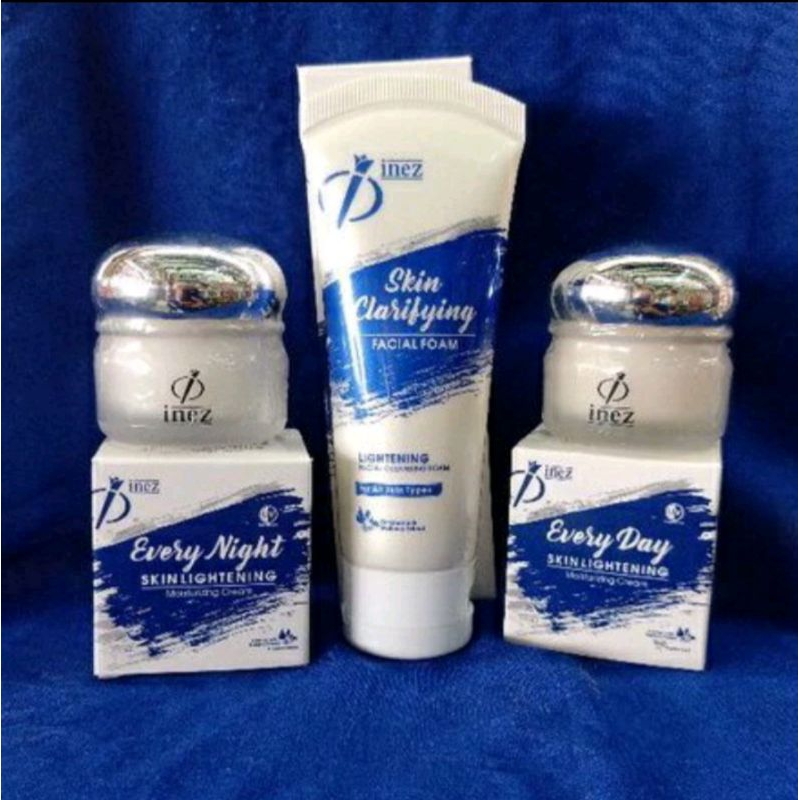 INEZ Paket facial foam, everyday, every night, cream siang malam penghilang flex
