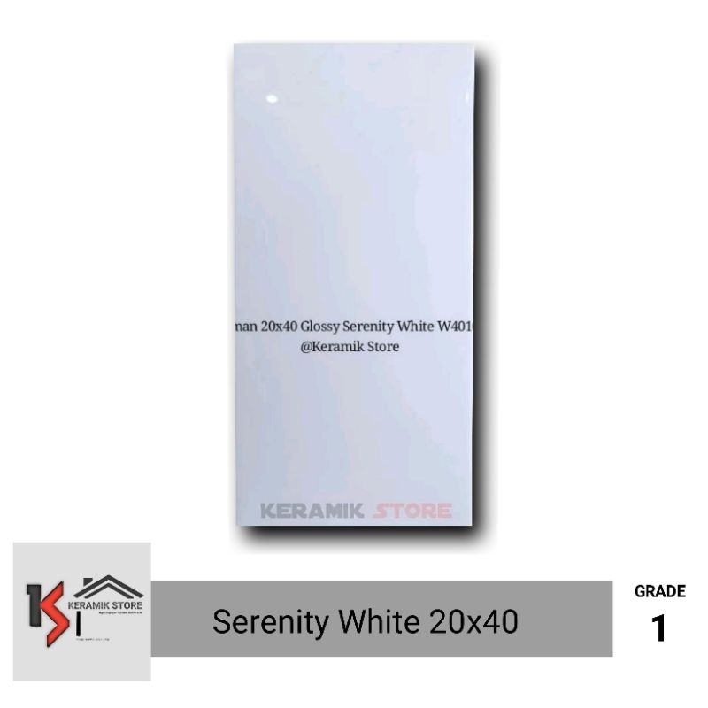 Keramik Dinding Putih Polos 20x40 (Glossy) Roman Serenity White 40106 Grade A