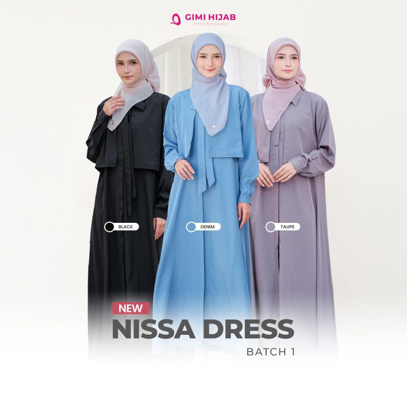 Nissa Dress by Gimi Hijab / Gamis Polos / Gamis Rompi