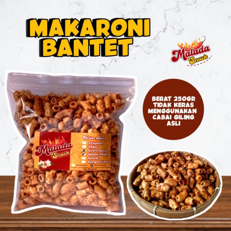 

MAKARONI BANTET PEDAS DAUN JERUK/250GRAM/BY MALADA SNACK