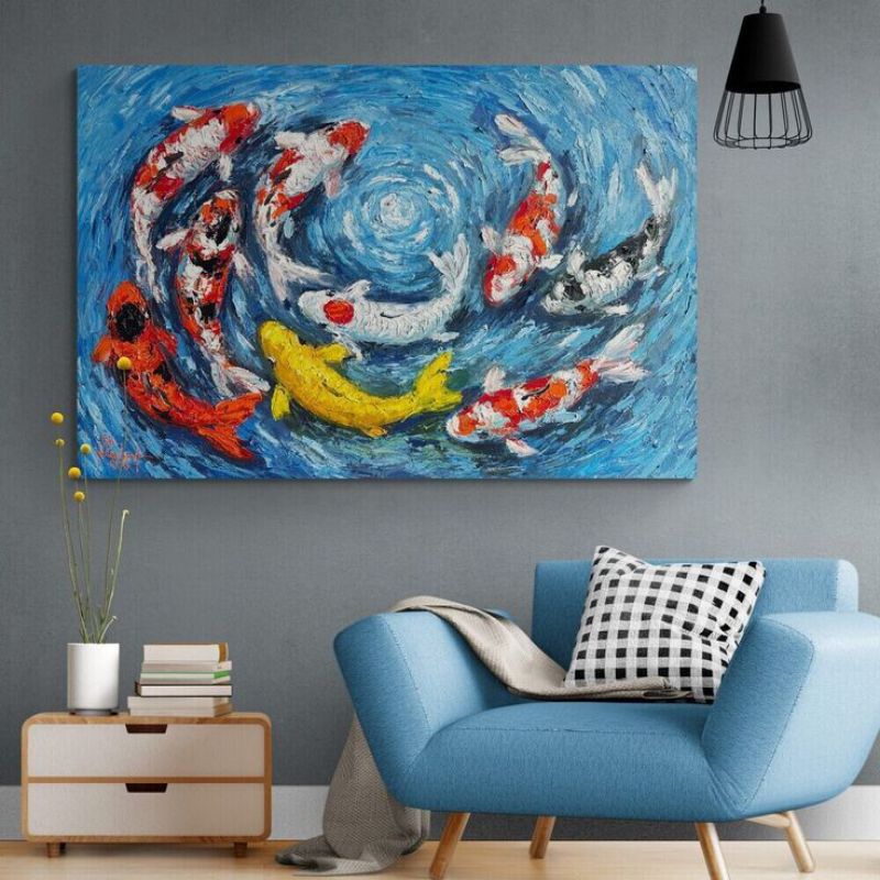 Lukisan ikan koi 9 ekor