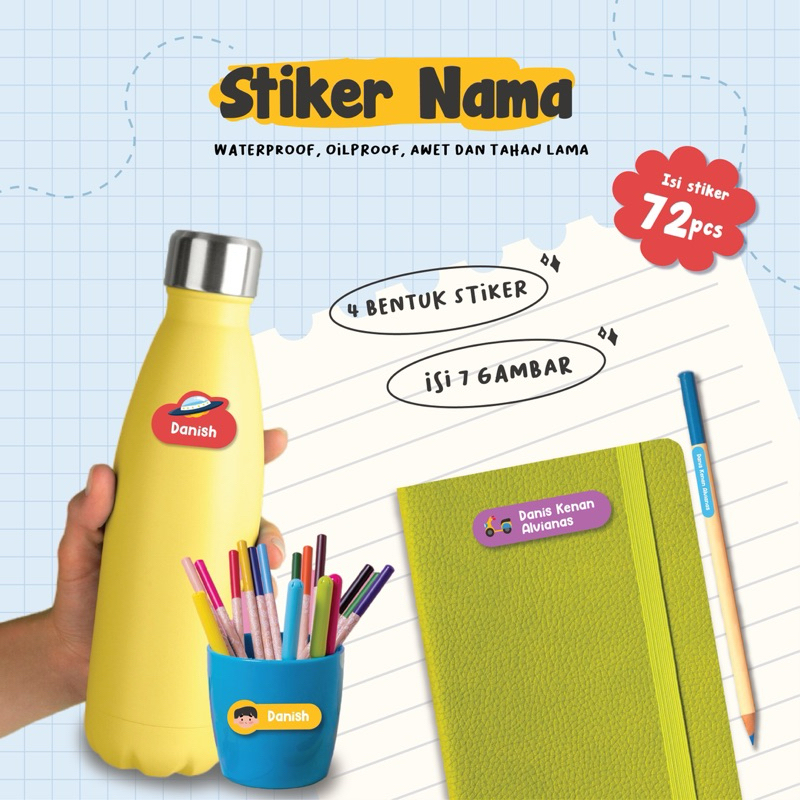 

Stiker Label Nama anak laki-laki, isi 72pcs
