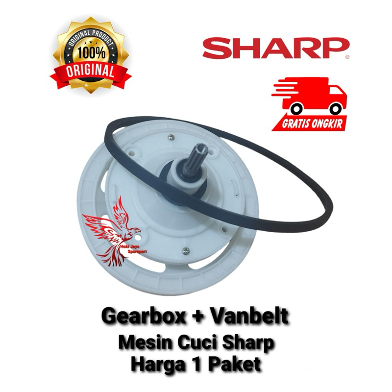 [1 SET ES-T70CL] Set Gearbox + Vanbelt Mesin Cuci SHARP ES-T70CL 2 Tabung