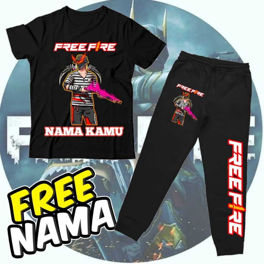 (FREE NAMA) Setelan Kaos Anak & Jogger Anak Free Fire Versi Sg Rapper Free Fire