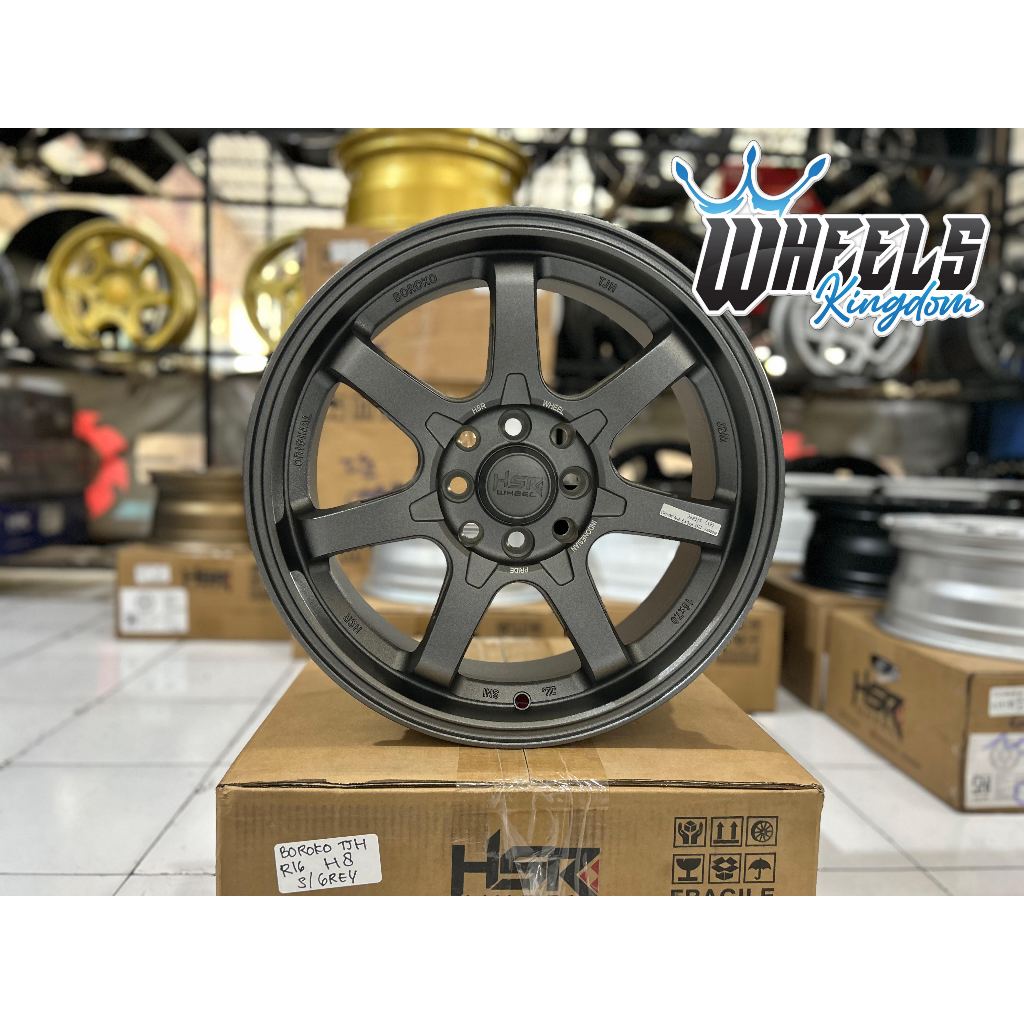 VELG R16 RACING MODEL TE 37 HSR BOROKO TJH R16 PCD 4X100/114 LEBAR 7 ET 42 GREY VELG JAZZ YARIS
