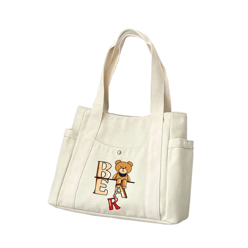 Totebag Tas Selempang Kanvas Karakter Dewasa Bear Cute Kasual Unisex