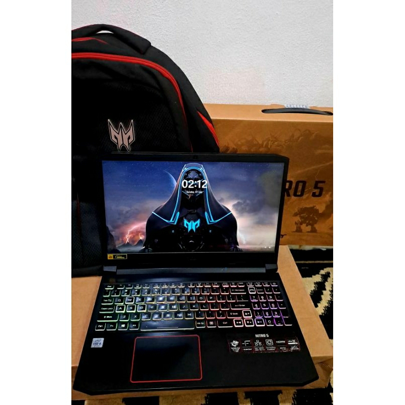 Laptop Gaming Acer Nitro 5 I5 gen 10 Gtx 1650 ti Ram 16 SSD 512 Fullset Mantap