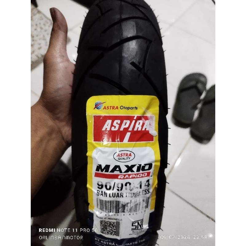 Ban Aspira Rapido 90/90-14 Tubles/Ban Belakang Aspira Honda Vario 150/Ban Aspira Belakang Tubles Bea