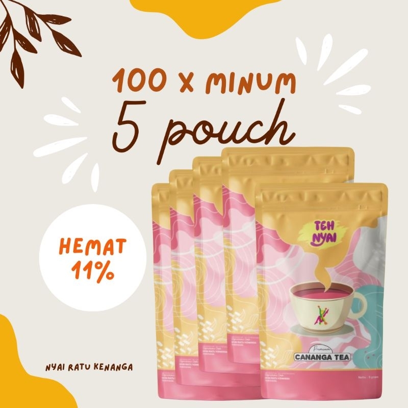 

PAKET HEMAT AMBYAR !! TEH NYAI RATU KENANGA I PREMIUM CANANGA TEA | 5 POUCH 100X MINUM | BAHAN MASERASI MINYAK KENANGA