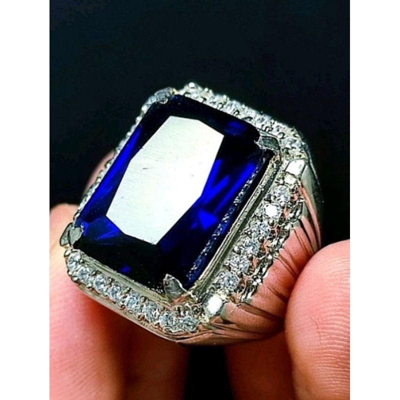 Cincin batu Akik King Shapire/Safir Cutting Top HQ chattam natural